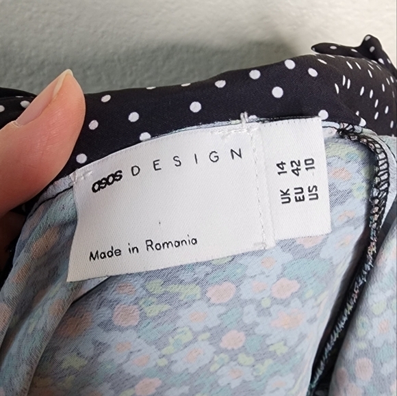 Asos Design Mixed Floral Button Front Skater Mini Dress 10 - Picture 7 of 9